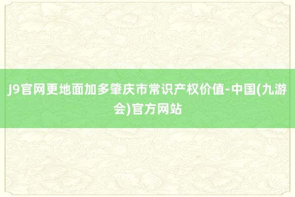 J9官网更地面加多肇庆市常识产权价值-中国(九游会)官方网站